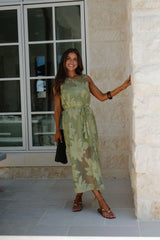 Mia Lace Midi Dress-Green