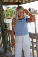Sweater Knit Fish Tank-Coastal Blue