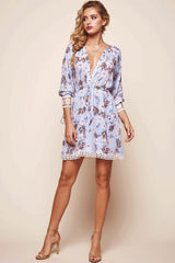 Monet Drawstring Kaftan Dress Steel Blue