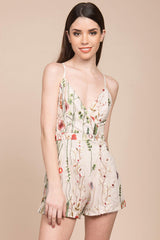 Jolie Floral Romper Beige