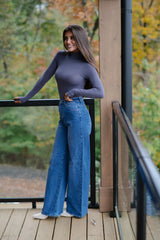 Kate Wide Leg Jeans- Medium Stone