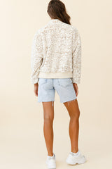Wyoming Front Pocket Printed Fur Jacket White/Beige