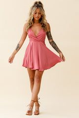 Secret Place Strappy Tie Back Party Dress Rose