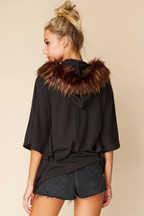 Sarie Faux Fur Sweater Black