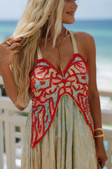 Milan Beaded Dress-Red Mix