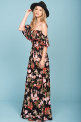 Tuscany Off The Shoulder Maxi Dress Black & Red