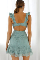 Jackie Pinafore Filigree Lace Dress Sage