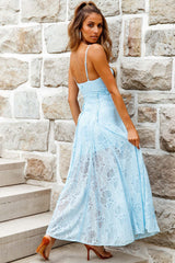 Palm Springs Lace Overlay Maxi Dress Blue