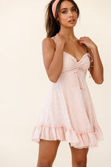 Janie String Tie Detail Ruffle Hem Babydoll Dress Nude