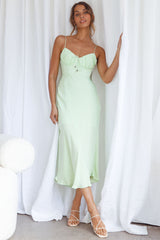 Malibu Gathered Bust Cami Strap Midi Dress Apple