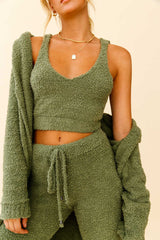 My Girl Fuzzy Knit Longline Pocket Cardigan Sage