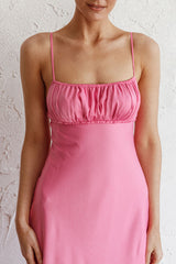 From Above V-Back Midi Dress Hot Pink