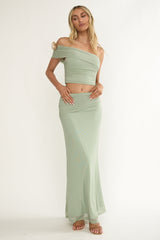 Gala One-Shoulder Crop Top Sage