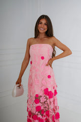 Lady Embroidered Maxi Dress-Pink
