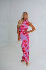 Dani One Shoulder Maxi Dress-Purple Multi