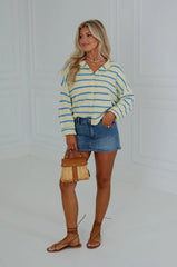 Cabana Striped Cardigan-Yellow