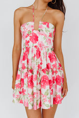 Horizons Frill Trim Mini Dress Floral Pink