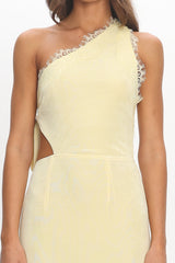 Olaya Cut-Out Lace Trim Maxi Dress Yellow