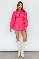 Zurich Pleated Waist Romper Plum