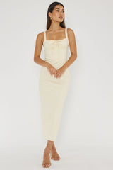 Sweet Pea Tied Bust Midi Dress Butter