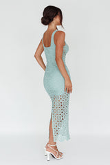 Milano Crochet Lace Midi Dress Sage