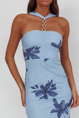 Maretha Gold Link Neckline Maxi Dress Lily Blue