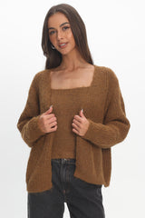 Jorie Knit Cardigan Brown
