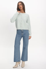 Aurore Scalloped Edge Knit Cardigan Baby Blue
