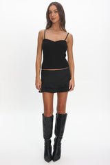 Prudence Ribbed Knit Cami Top Black
