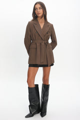 Adrianna Notch Lapel Blazer Chocolate