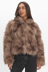 Moving On Faux Fur Coat Mocha