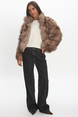 Moving On Faux Fur Coat Mocha