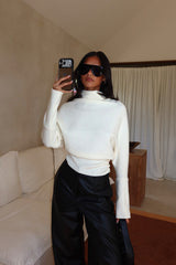 Zyah Turtleneck Knit Sweater Cream