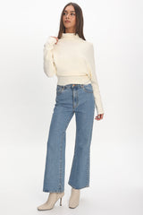 Zyah Turtleneck Knit Sweater Cream
