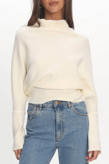 Zyah Turtleneck Knit Sweater Cream