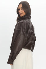 Bellarae High Neck Bomber Jacket Chocolate