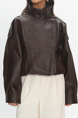 Bellarae High Neck Bomber Jacket Chocolate