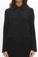Marsha Button Front Crop Jacket Black
