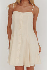 Fianna Button Front Godet Mini Dress Cream
