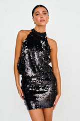 She's So LA Sequin Top Black