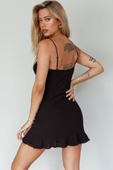 Sky Light Drawstring Bust Mini Dress Black
