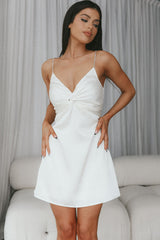 Insignia Twist Bust Diamante Mini Dress Cream