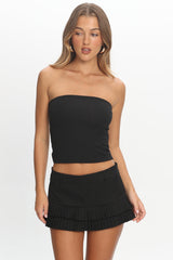 LIONESS Double Ruffle Mini Skort Onyx