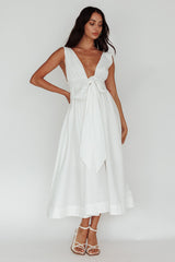 Indira Tied Bust Midi Dress Off White