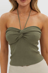 Solitude Twist Bust Knit Top Sage