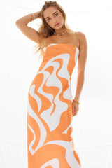 SNDYS Angel Midi Dress Swirl Orange