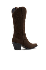THERAPY Clayton Cowboy Boot Chocolate Faux Suede