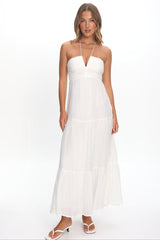 Dorelle V-Bust Halter Maxi Dress White