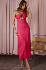 La Sierra Buckle Bust Midi Dress Barbie Pink