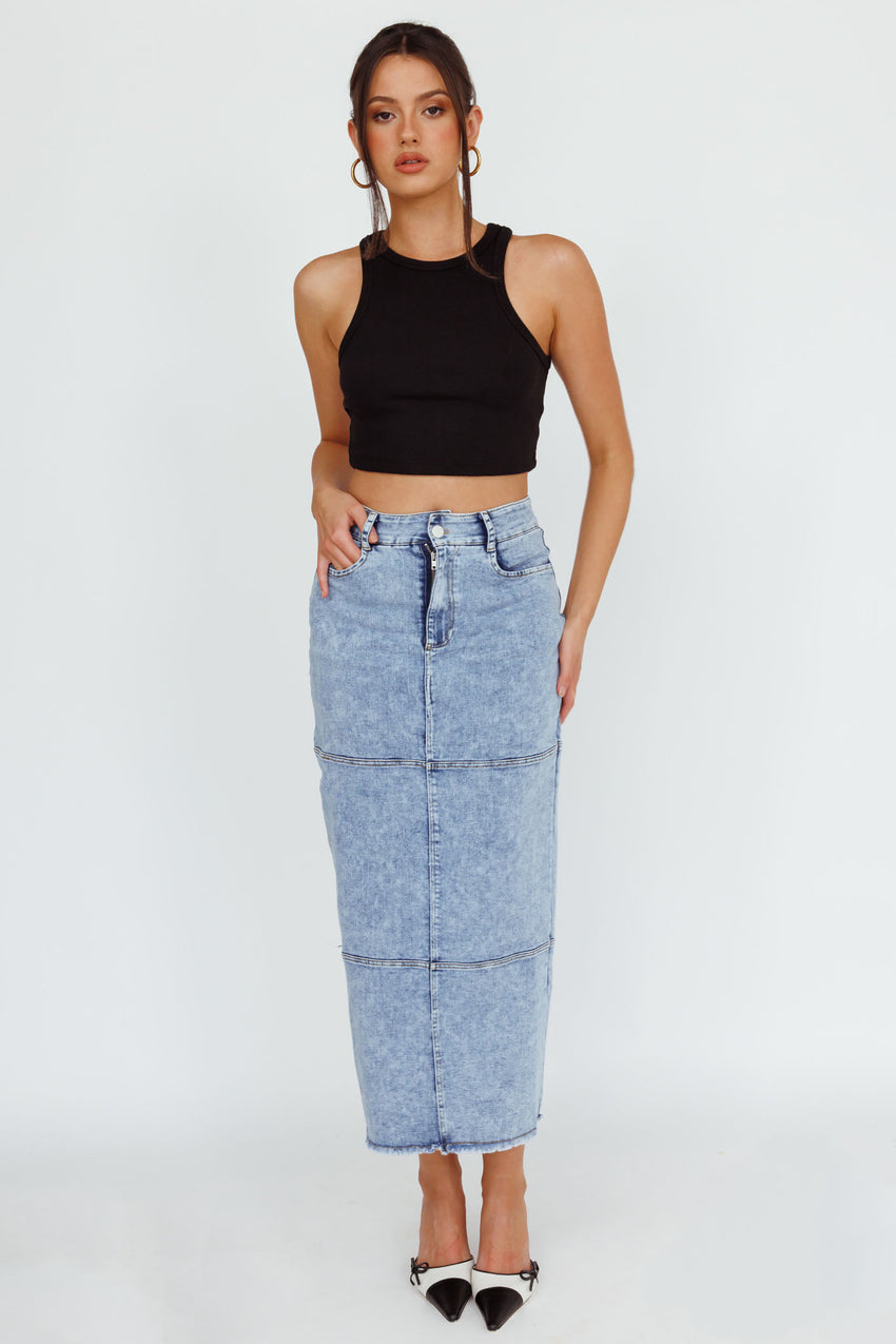 Thalia Pocket Midi Skirt Denim